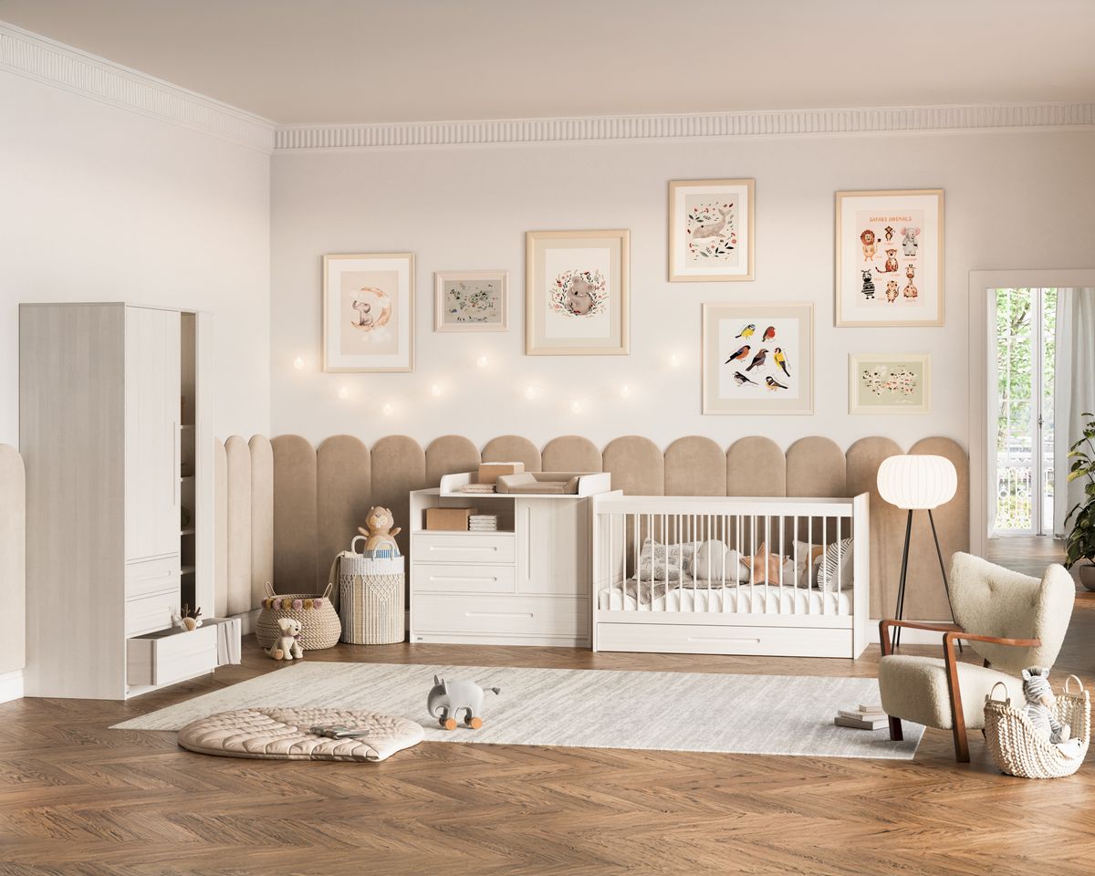 lina babyzimmer mit bionik matratze, massivholz erle online kaufen