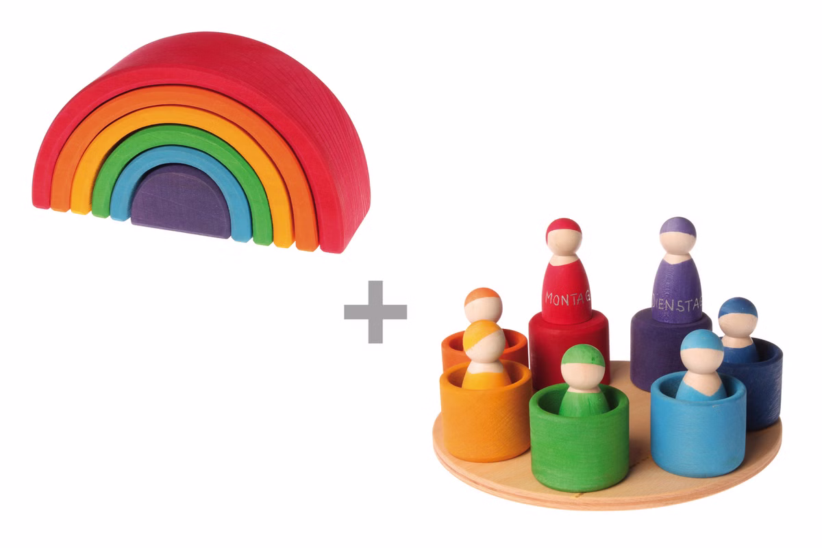 Regenbogen & 7 Freunde im Holzschälchen, Grimm`s Regenbogen & 7 Freunde im Holzschälchen, Grimm`s