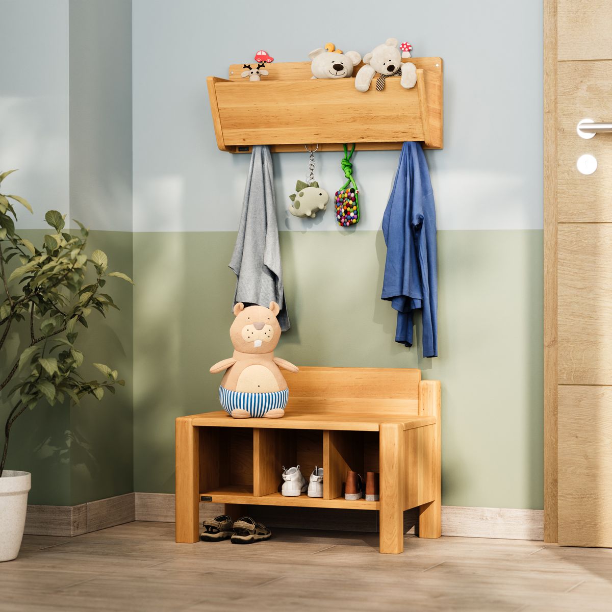 Set Robin Kinderbank mit Hänge-Garderobe, 60 cm online kaufen bei BioKinder