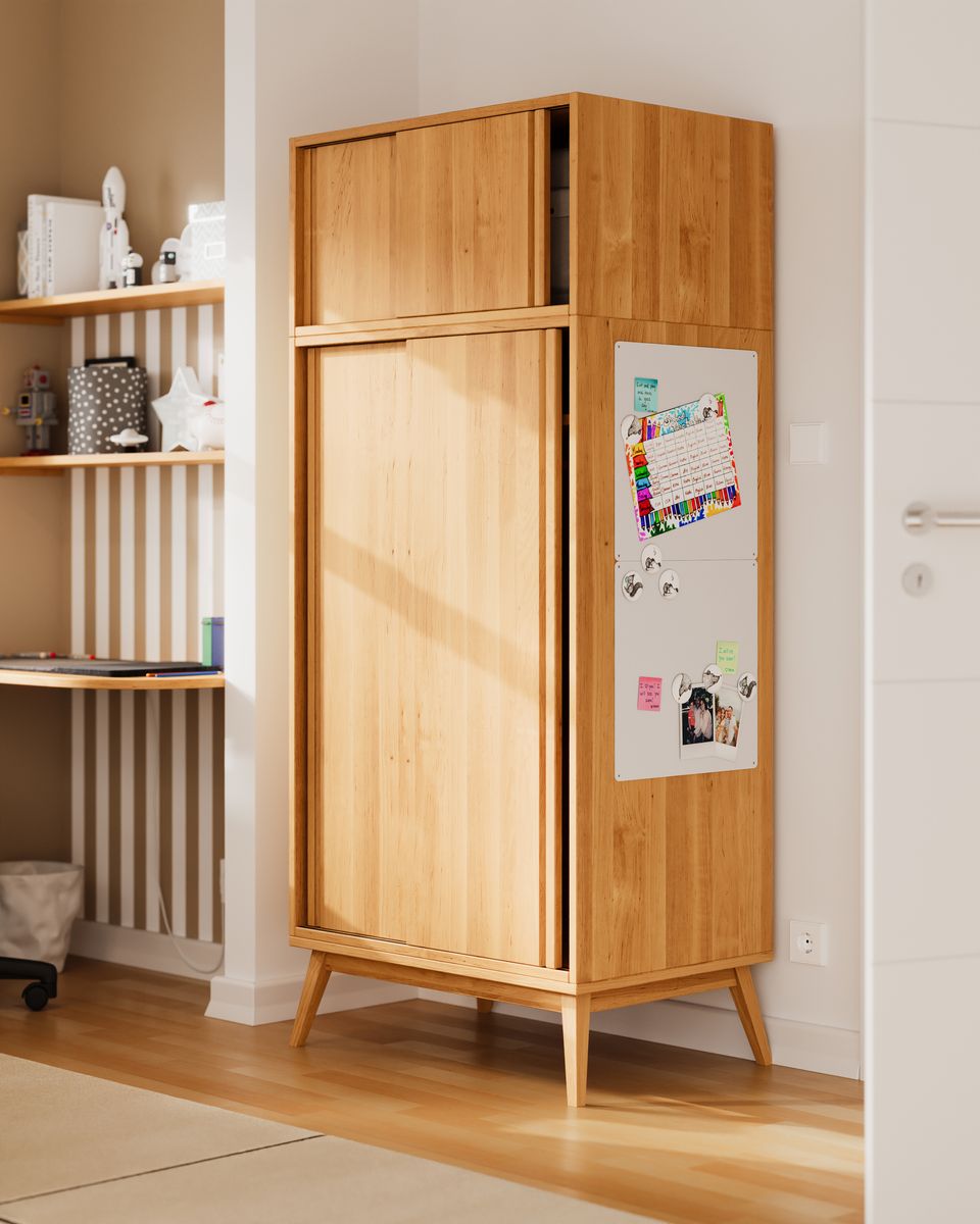 Laura Retro Schiebetürenschrank 55 cm Tiefe, Massivholz Erle online kaufen bei BioKinder