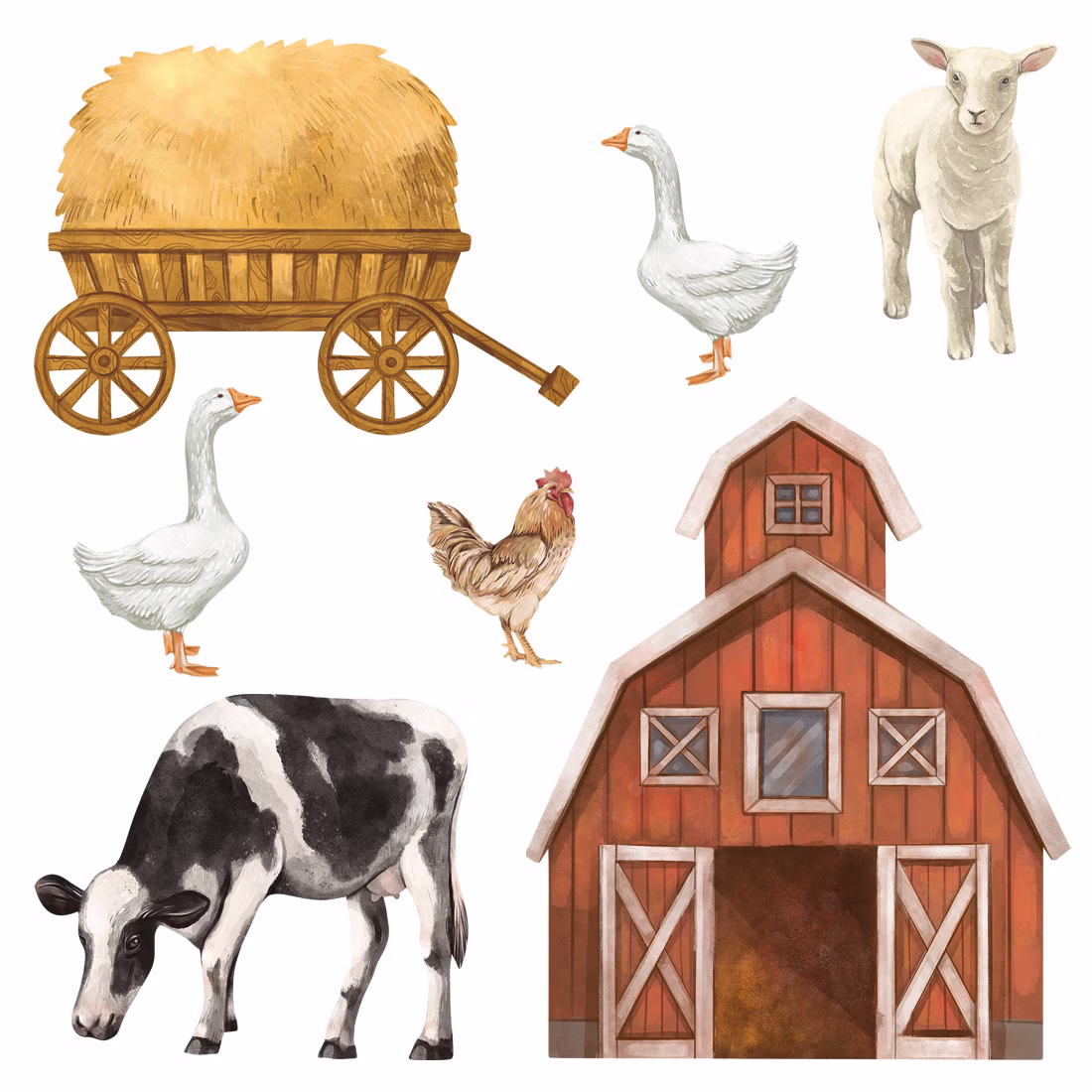 Wandsticker Set Bauernhof Kuh Wandsticker Set Bauernhof Kuh