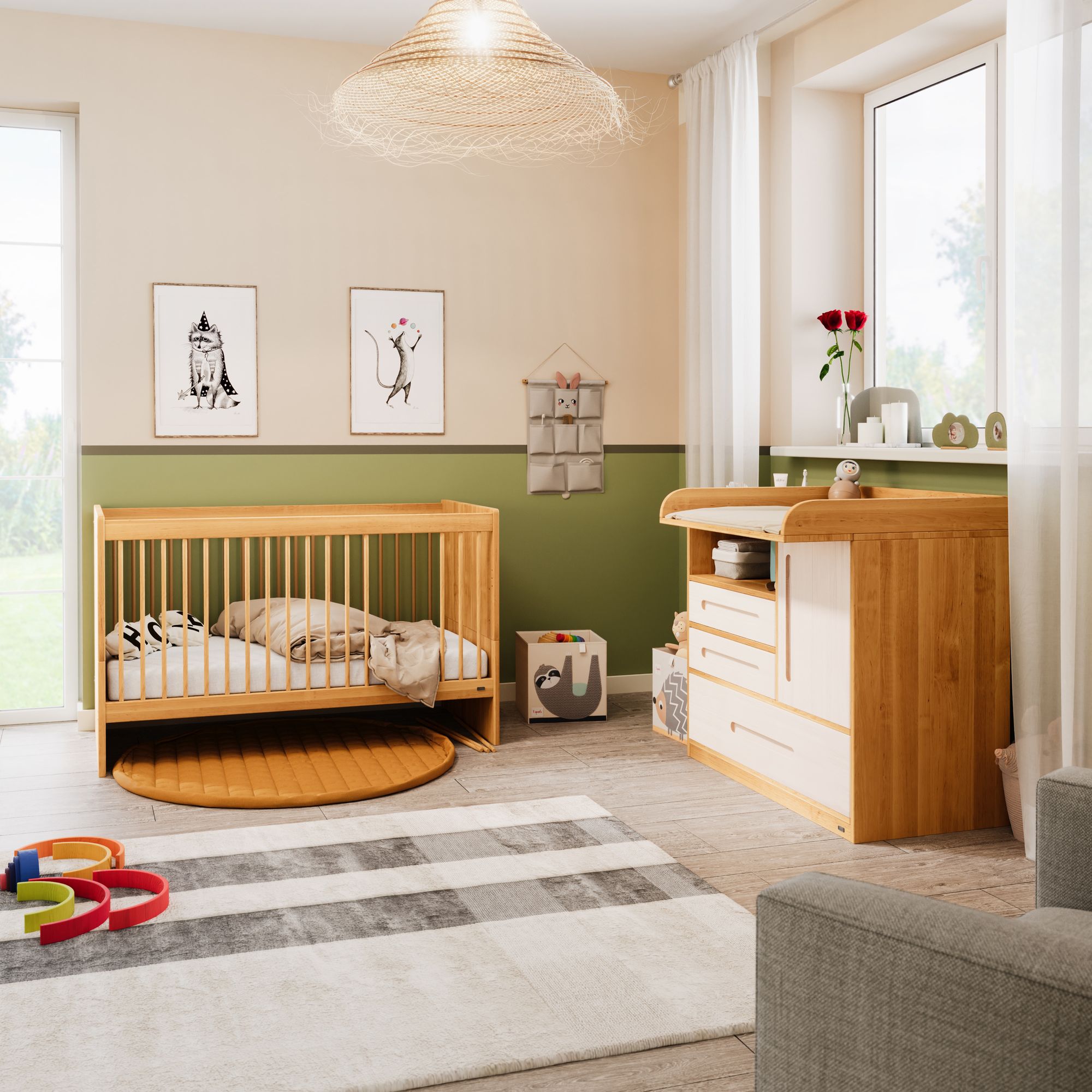 Starter-Set Lina Babybett und Wickelkommode, Massivholz Erle online kaufen bei BioKinder