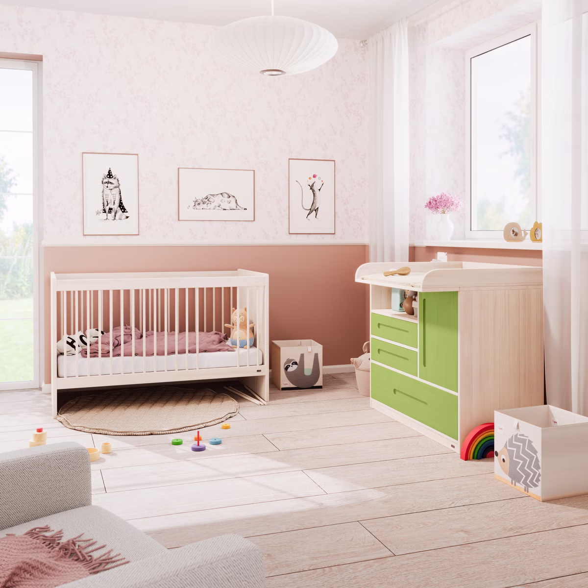 Starter-Set Lina Babybett und Wickelkommode Starter-Set Lina Babybett und Wickelkommode