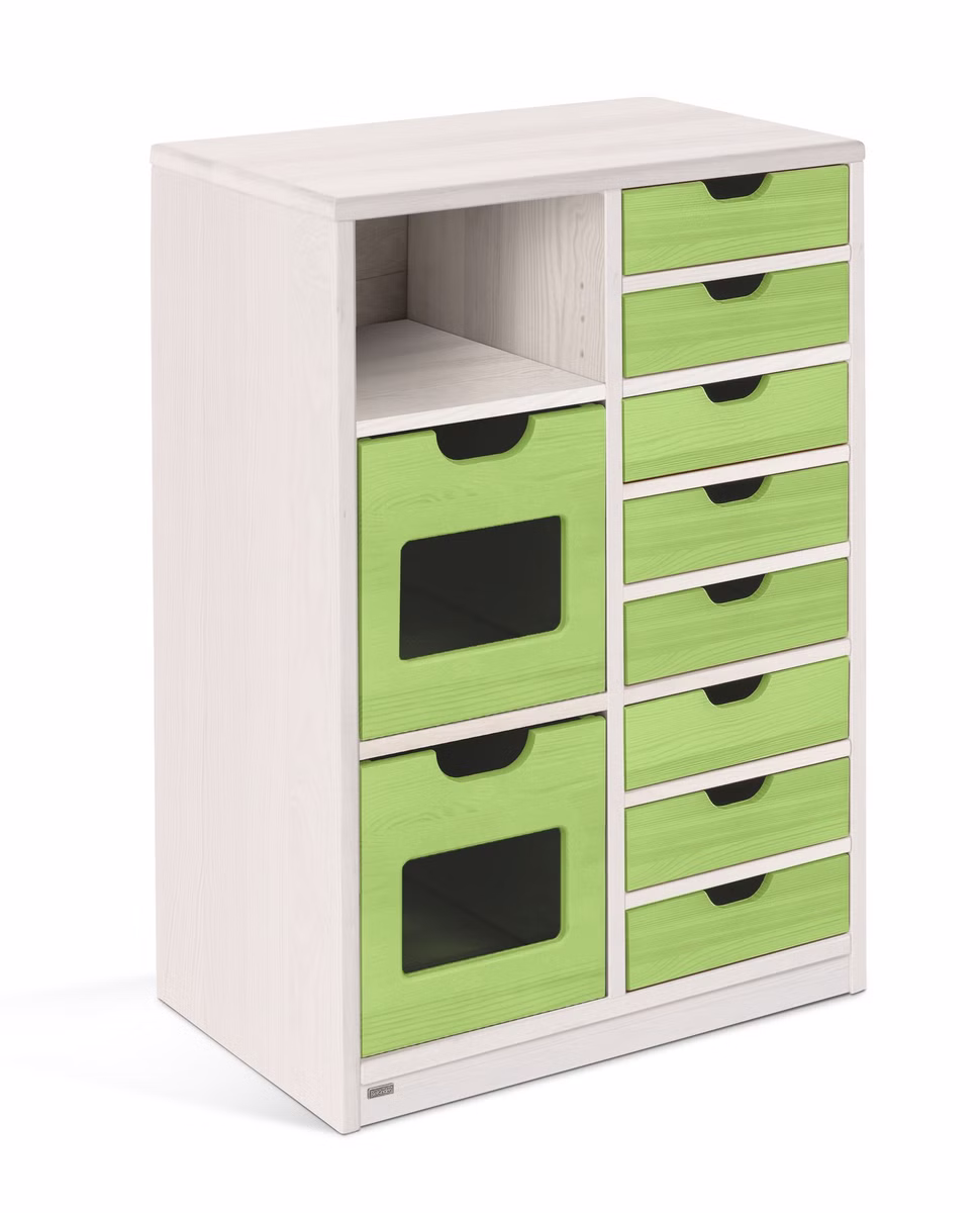 29955-4 Robin Regal schmal Set 10, mit Regalboxen & Schubladen