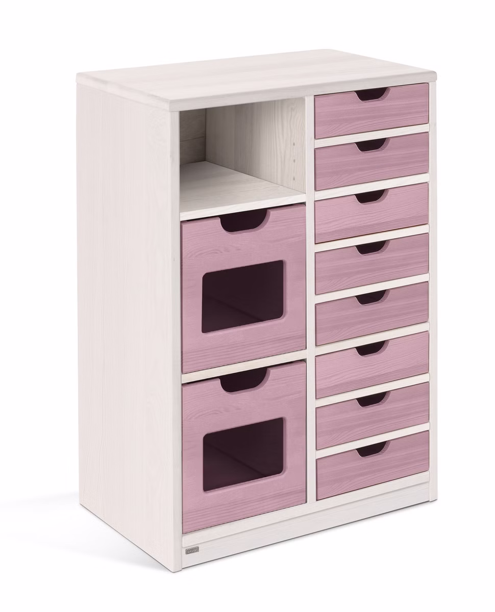 29955-5 Robin Regal schmal Set 10, mit Regalboxen & Schubladen