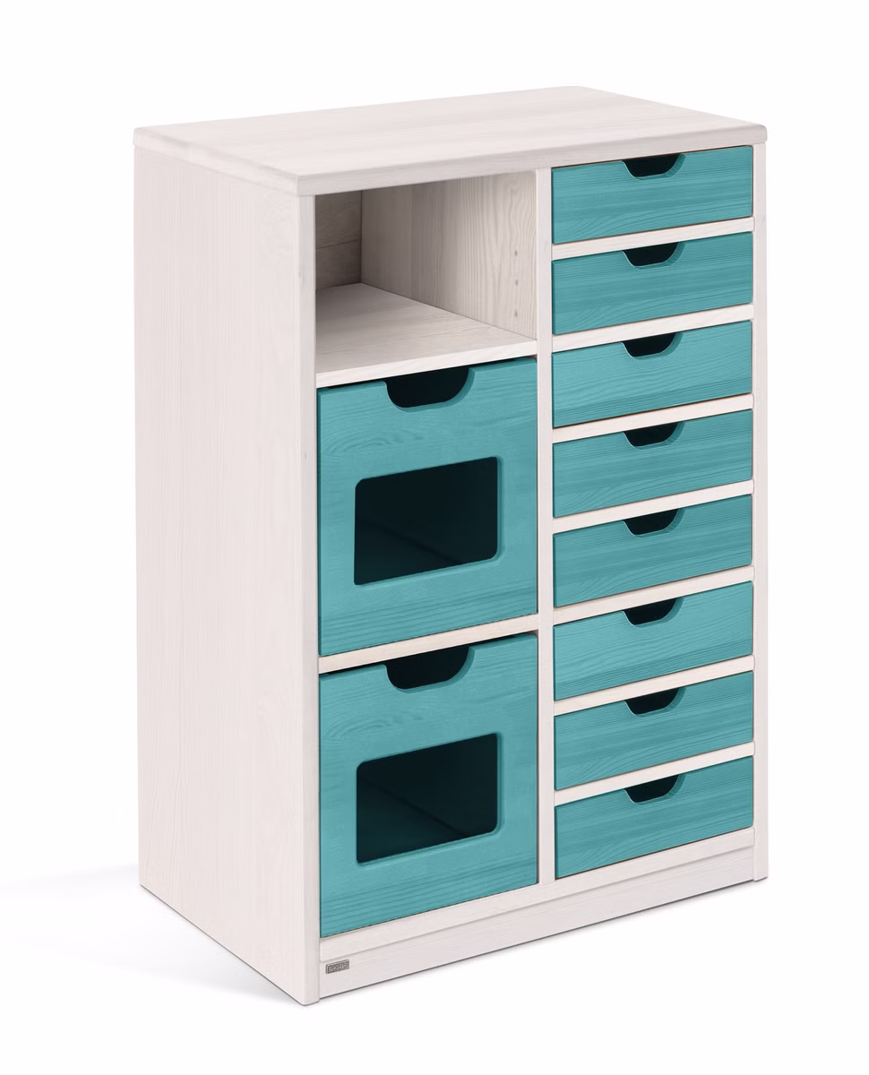 29955-0 Robin Regal schmal Set 10, mit Regalboxen & Schubladen